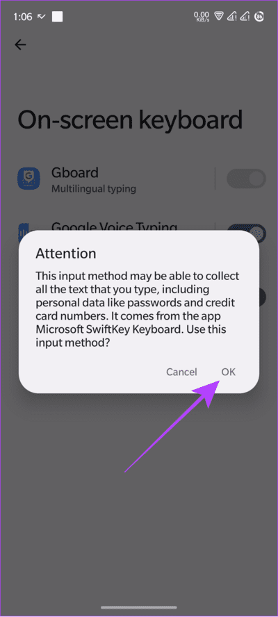 tap-ok-to-confirm 4 طرق لتغيير لوحة المفاتيح على Android
