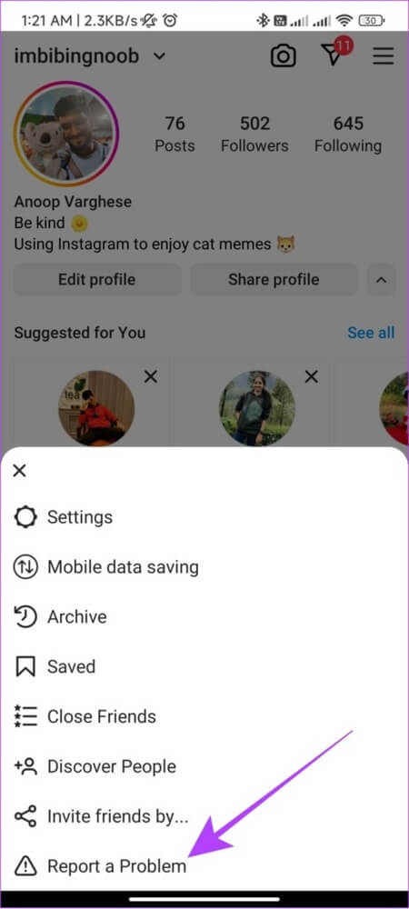 tap-report-a-problem-2-461x1024-1 كيفية الاتصال بـ Instagram للحصول على الدعم أو الإبلاغ عن مشكلة