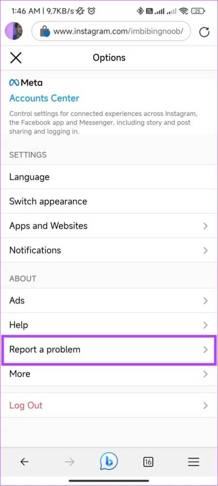 tap-report-a-problem-3-461x1024-1 كيفية الاتصال بـ Instagram للحصول على الدعم أو الإبلاغ عن مشكلة