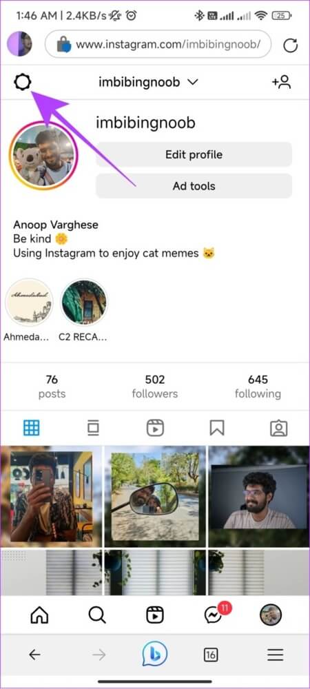tap-settings-2-461x1024-1 كيفية الاتصال بـ Instagram للحصول على الدعم أو الإبلاغ عن مشكلة