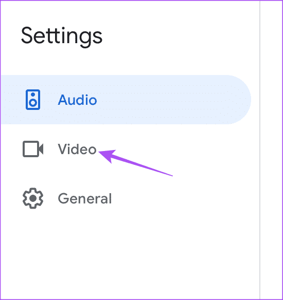 video-settings-google-meet أفضل 9 إصلاحات لعدم عمل كاميرا Mac في Google Meet
