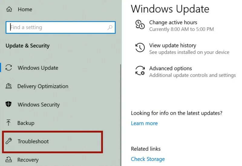 windows-10-update-and-security-troubleshooter-800x547.jpg كيفية إصلاح خطأ Machine Check Exception BSOD في Windows