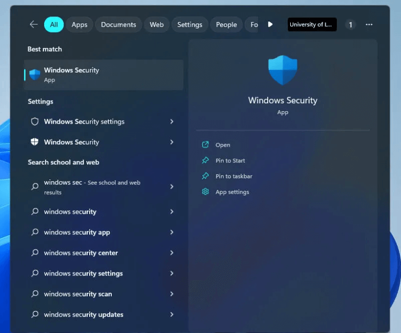 windows-security-start-menu-800x665.jpg كيفية إصلاح خطأ "حدث استثناء غير معالج في تطبيقك" على Windows