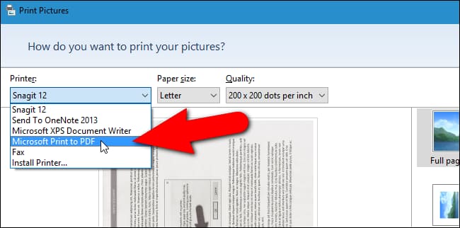 02_selecting_microsoft_print_to_pdf كيفية دمج الصور في ملف PDF واحد في Windows 10 أو Windows 11