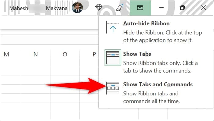 3-enable-excel-ribbon كيفية إظهار الشريط في Microsoft Excel و Word و Outlook