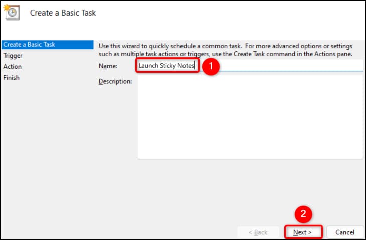 4-task-name-task-scheduler كيفية فتح Sticky Notes عند بدء التشغيل في Windows 11