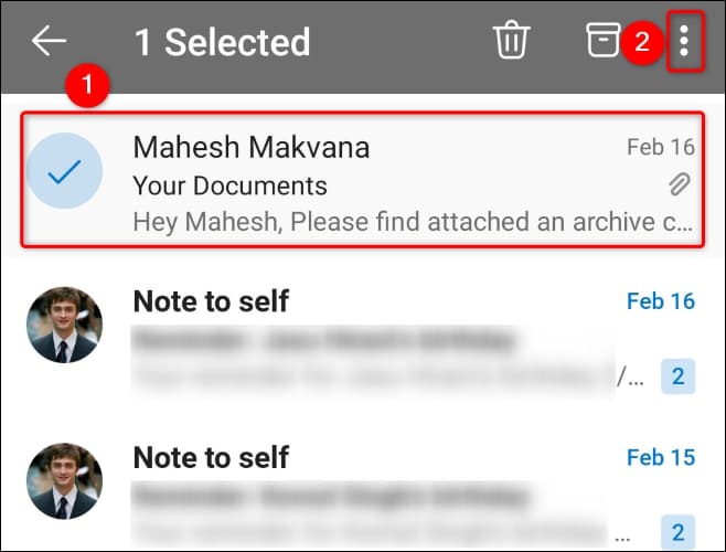 5-outlook-mobile-select-an-email كيفية وضع علامة كمقروءة على جميع رسائل البريد الإلكتروني في Outlook