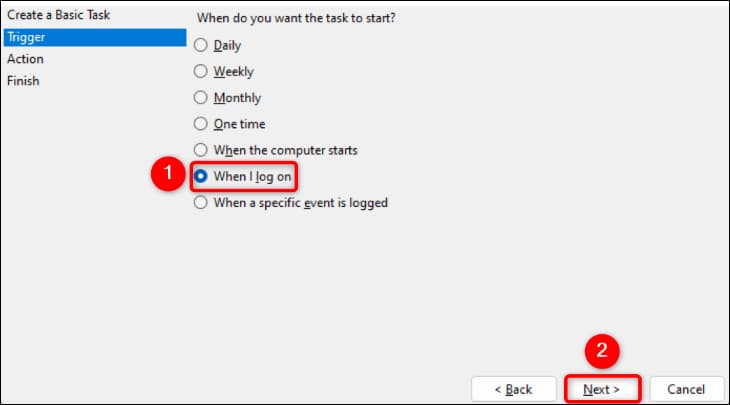 5-task-timing-task-scheduler كيفية فتح Sticky Notes عند بدء التشغيل في Windows 11