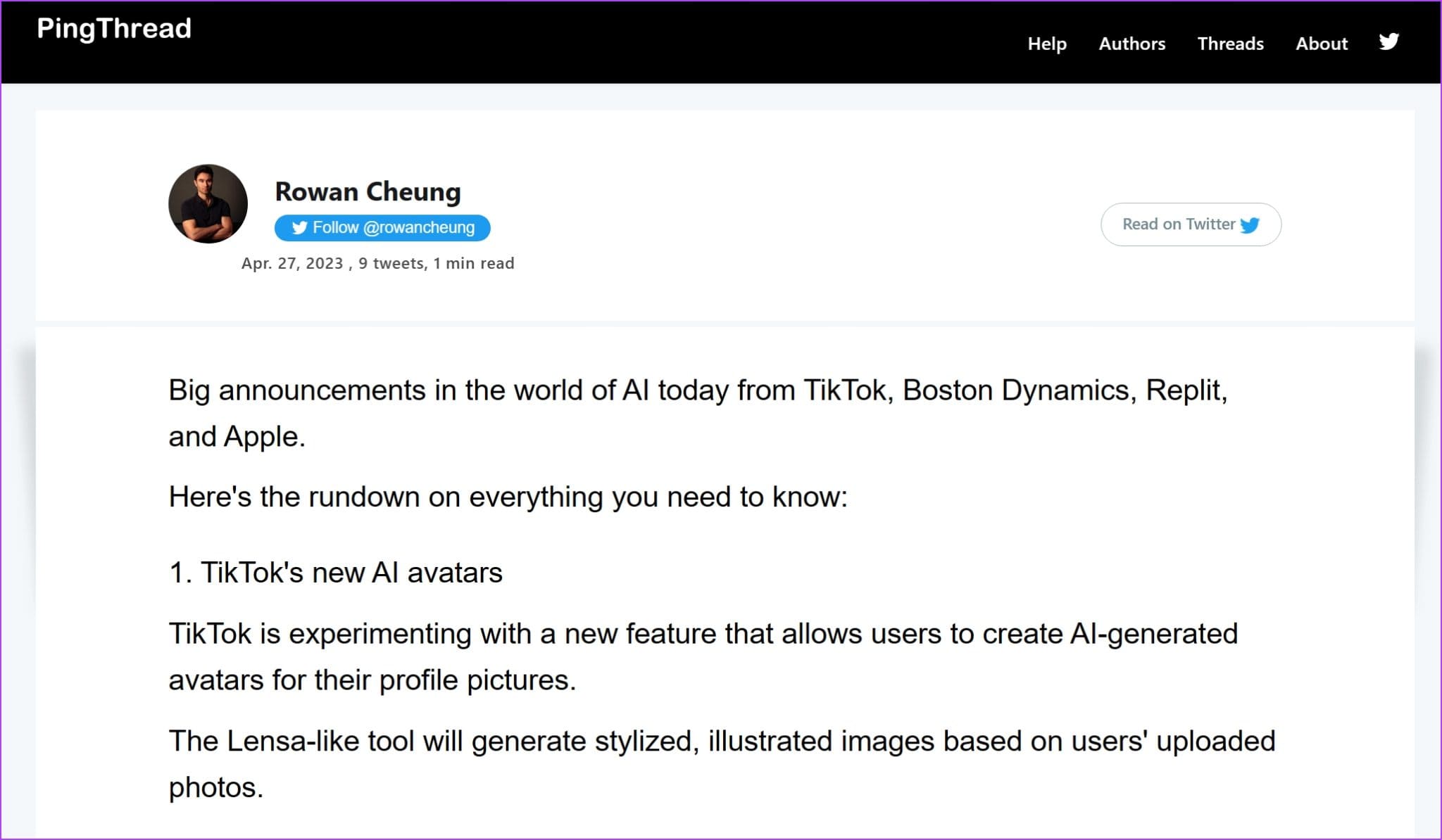 6.PingThread-2048x1194-1 4 طرق لقراءة وحفظ سلاسل Twitter كملف PDF أو مقالة