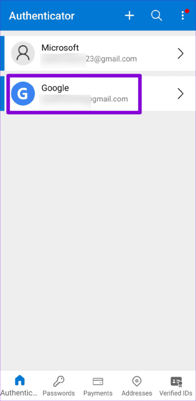 Accounts-in-Microsoft-Authenticator-on-Android-500x1024-1 كيفية نقل Microsoft Authenticator إلى هاتفك الجديد