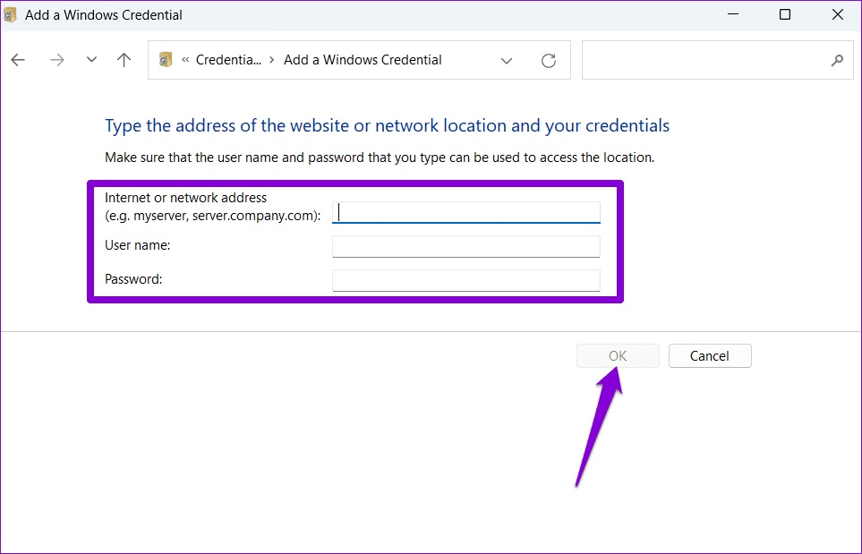 Add-Windows-Credential-Manually كيفية الوصول إلى إدارة بيانات الاعتماد واستخدامه على Windows 10 و Windows 11