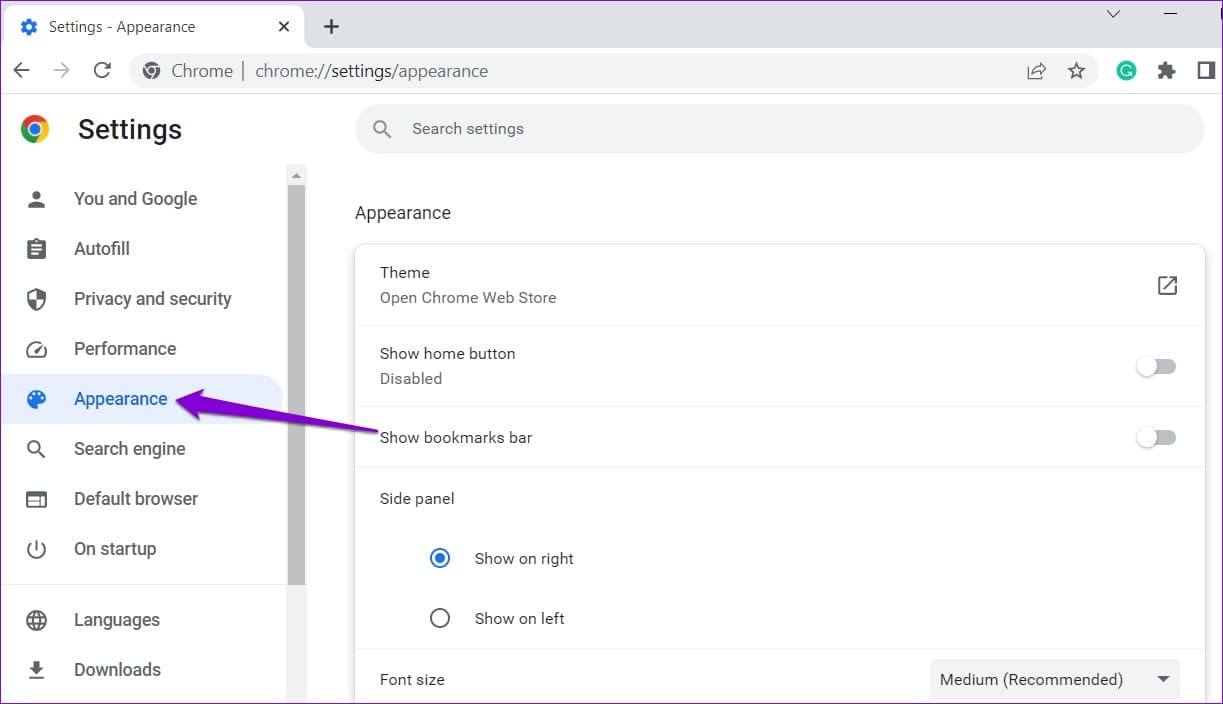 Appearance-Settings-in-Google-Chrome كيفية تغيير إعدادات التكبير في Google Chrome