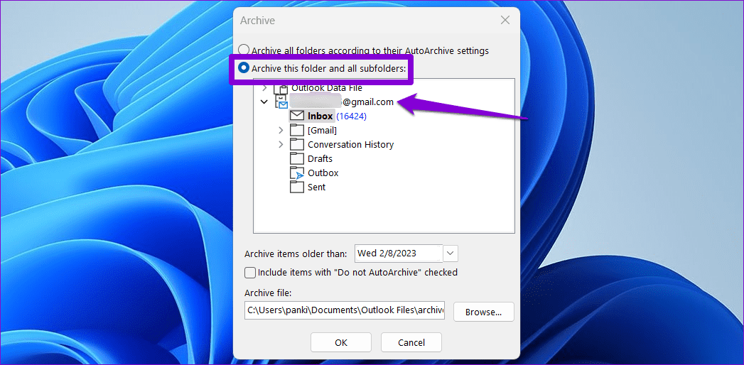 Archive-Emails-in-Outlook أفضل 5 إصلاحات لخطأ وصل ملف بيانات Outlook إلى الحد الأقصى للحجم في Windows