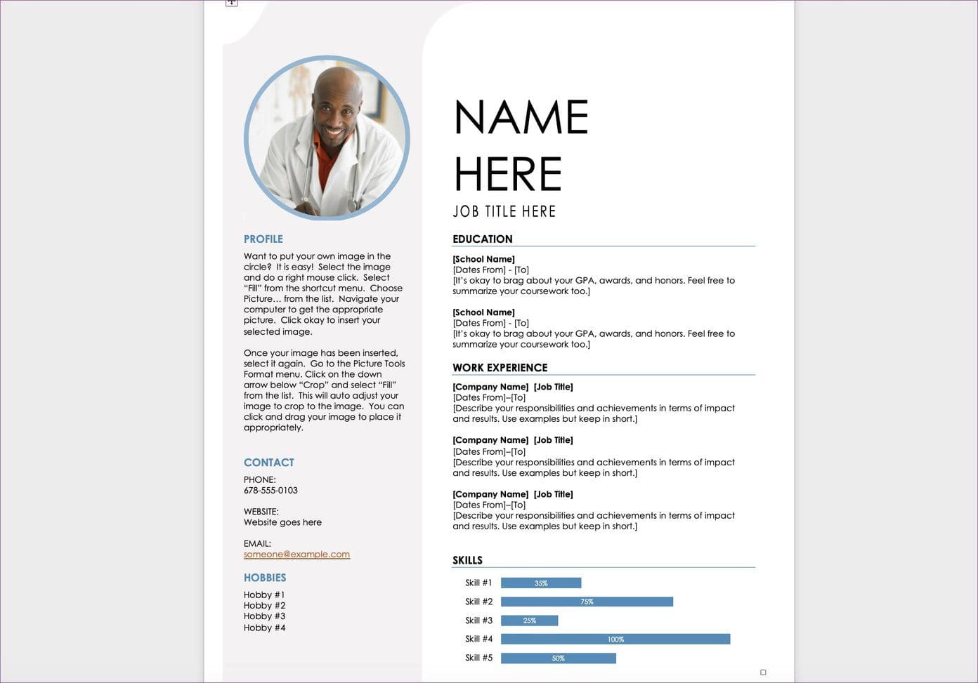 Blue-Grey-Resume_4d470f76dc99e18ad75087b1b8410ea9 أفضل القوالب لإنشاء سيرة ذاتية على Microsoft Word