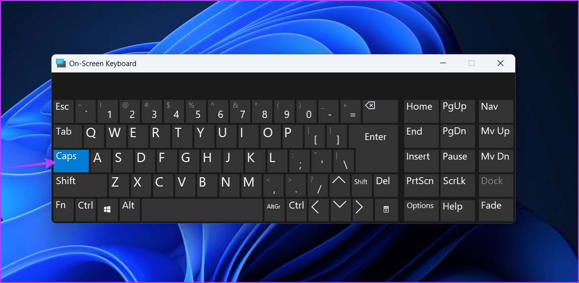Caps-key-in-On-Screen-Keyboard أفضل 5 طرق لإصلاح مفتاح Caps Lock معكوس في Windows 11