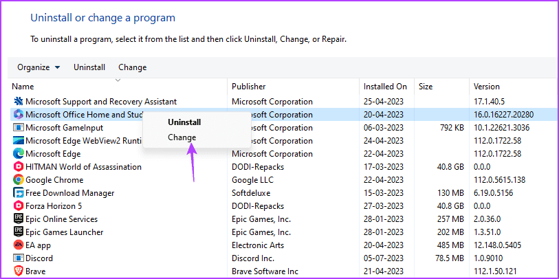 Change-option أفضل 7 طرق لإصلاح مشكلة Microsoft Office عالق عند تجهيز الأشياء في Windows 11