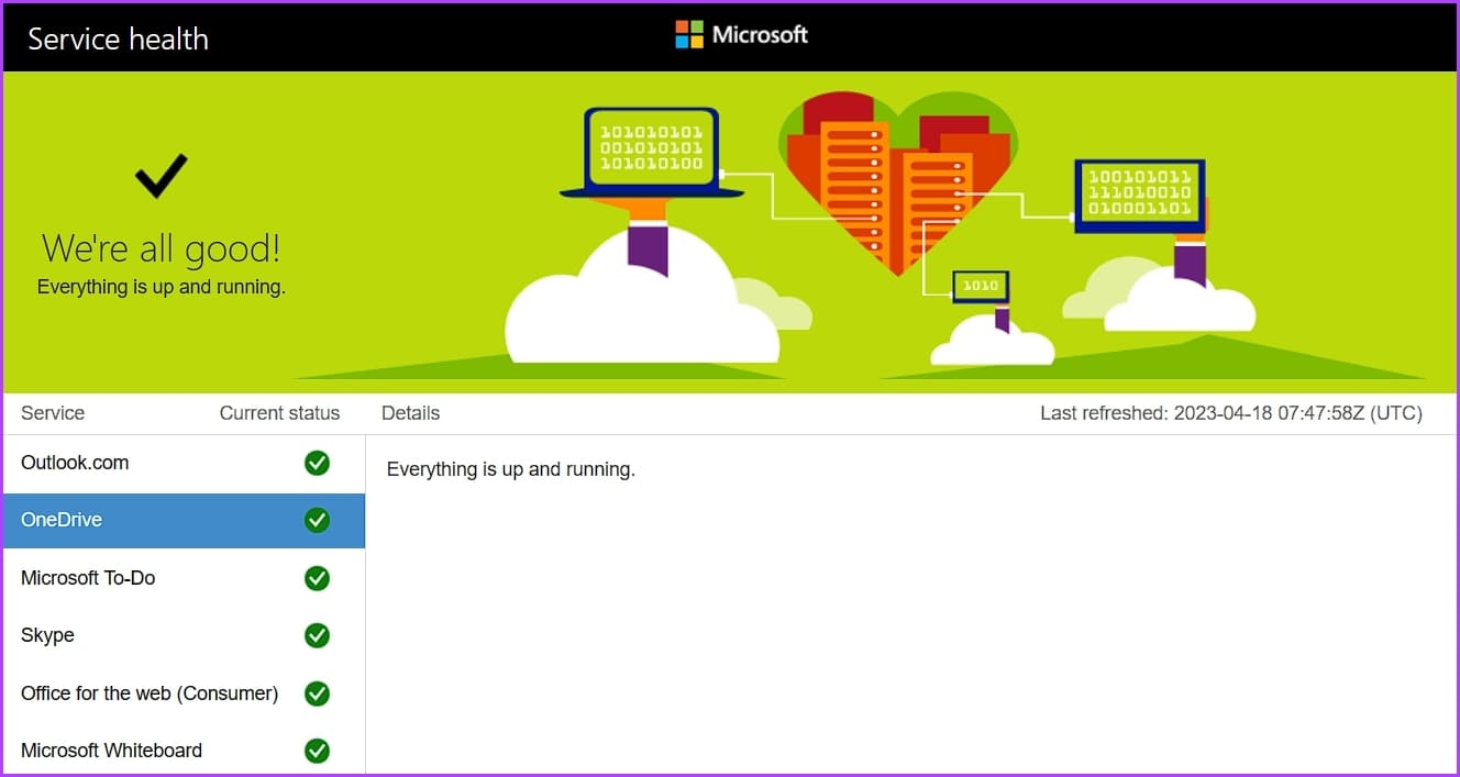 Check-OneDrive-Server-Status-1 أفضل 6 طرق لإصلاح خطأ "عذرًا ، هناك مشكلة في خوادم OneDrive " على Windows 11