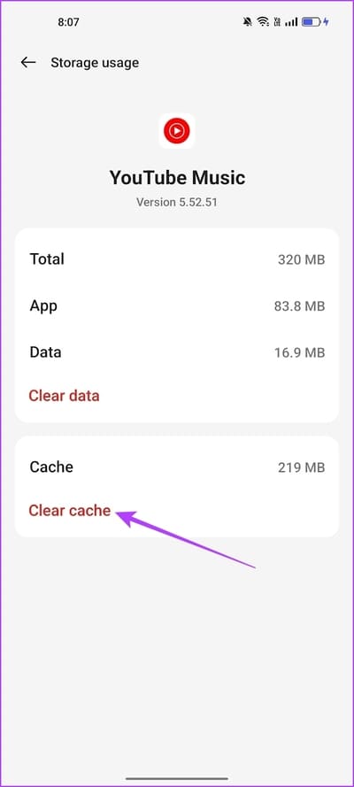 Clear-Cache-7 10 طرق لإصلاح عدم عمل تطبيق YouTube Music في الخلفية
