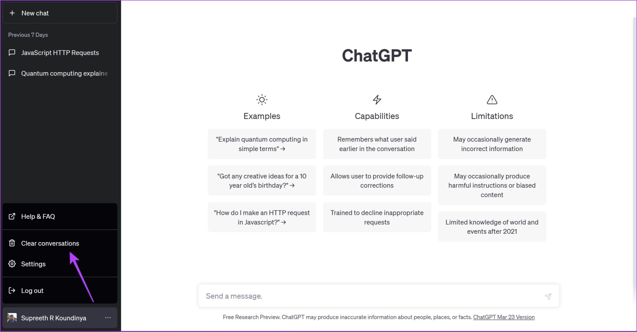 Click-on-Clear-Conversations-2048x1068-1 كيفية عرض وحذف سجل محفوظات ChatGPT