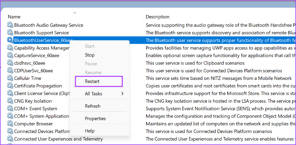 Configure-Bluetooth-Service-3 أفضل 8 طرق لإصلاح عدم عمل المشاركة القريبة Nearby Sharing على Windows 11