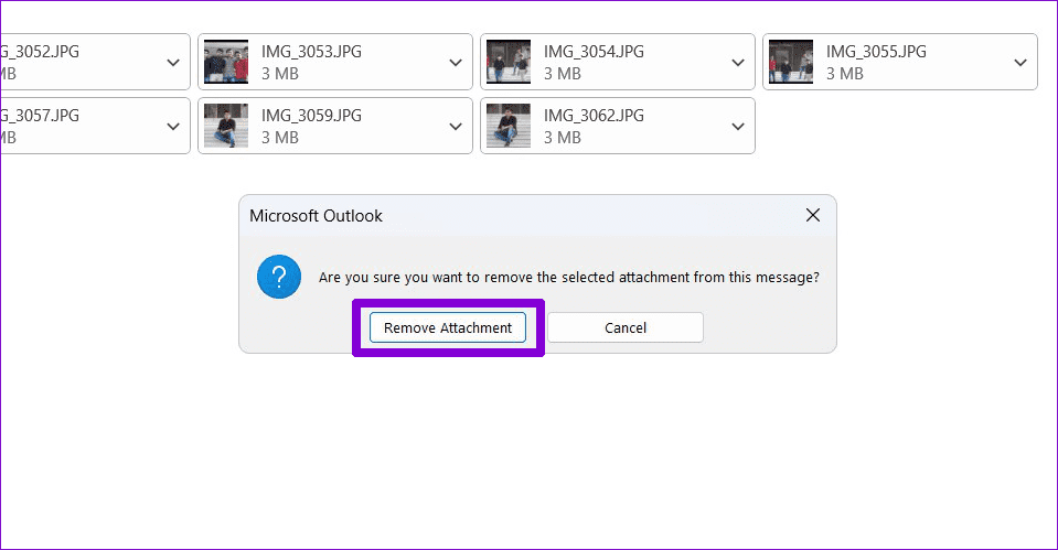 Confirm-Remove-Attachments-in-Outlook أفضل 5 إصلاحات لخطأ وصل ملف بيانات Outlook إلى الحد الأقصى للحجم في Windows