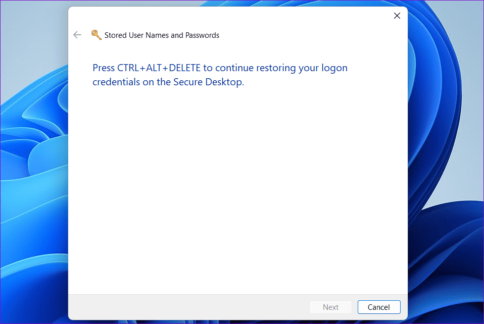 Continue-Restore-on-Secure-Desktop كيفية الوصول إلى إدارة بيانات الاعتماد واستخدامه على Windows 10 و Windows 11