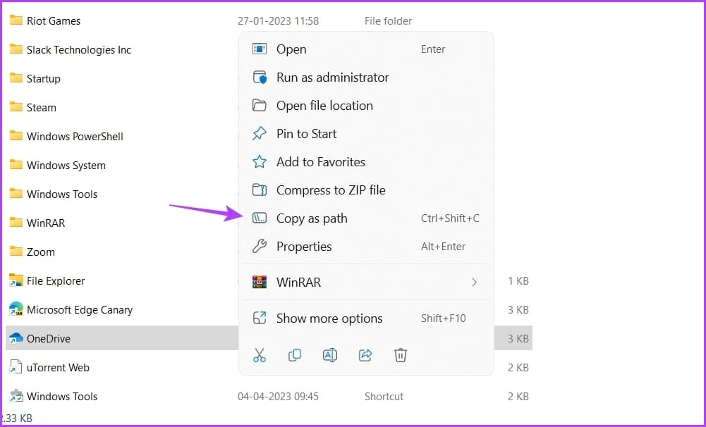 Copy-as-path-option أفضل 5 طرق للإصلاح مشكلة تسجيل الدخول إلى OneDrive على Windows 11