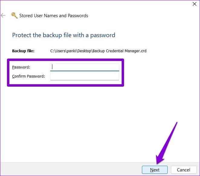 Create-Password-for-Credential-File كيفية الوصول إلى إدارة بيانات الاعتماد واستخدامه على Windows 10 و Windows 11