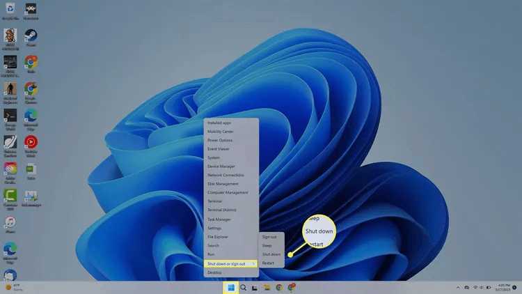 D-ShutDownWindows11-annotated-6873f95d02534eebbd3ffb6a83ccfc80 8 طرق لإيقاف تشغيل Windows 11