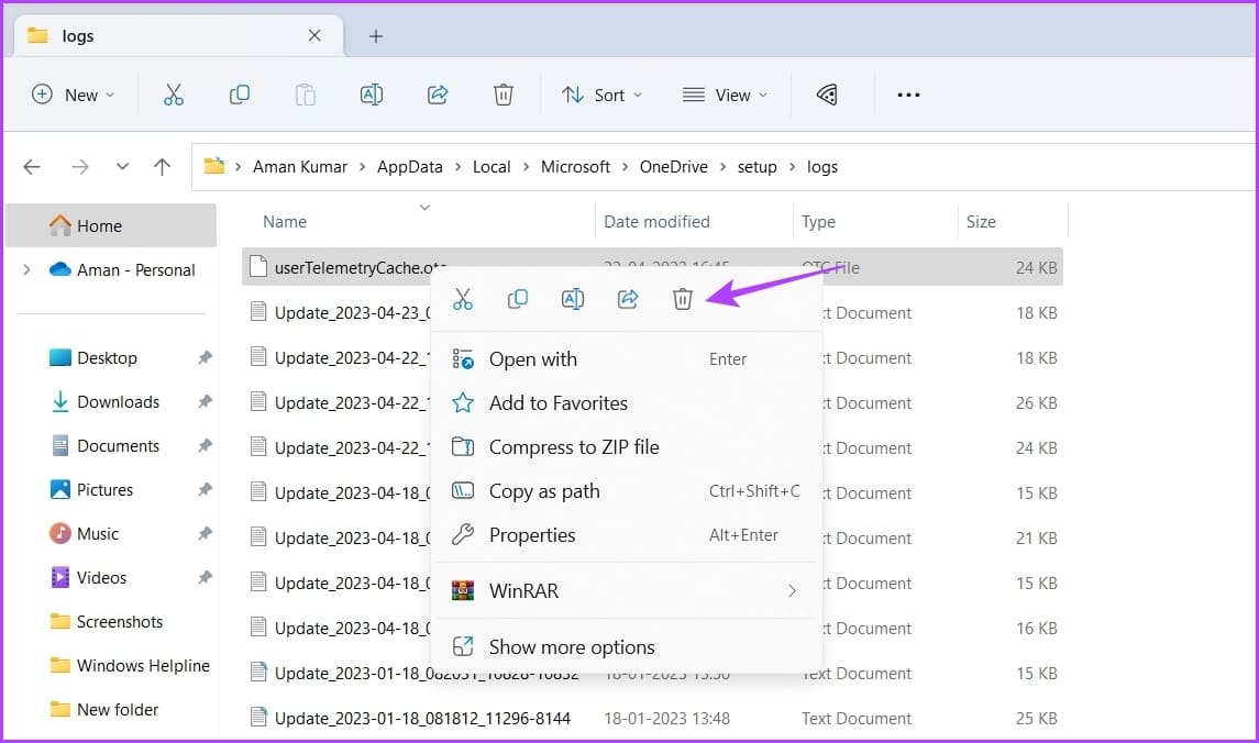 Delete-icon-1 أفضل 6 طرق لإصلاح خطأ "عذرًا ، هناك مشكلة في خوادم OneDrive " على Windows 11