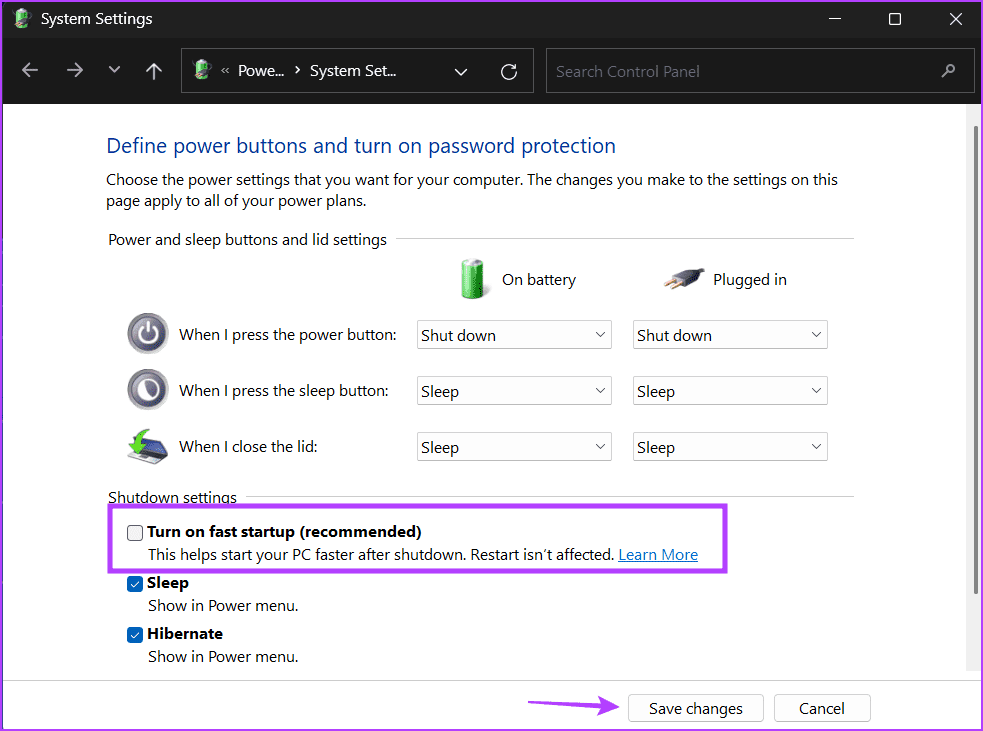 Disable-Fast-Startup-3 أفضل 7 طرق لإصلاح عدم عمل Explorer.exe عند بدء التشغيل على Windows 11