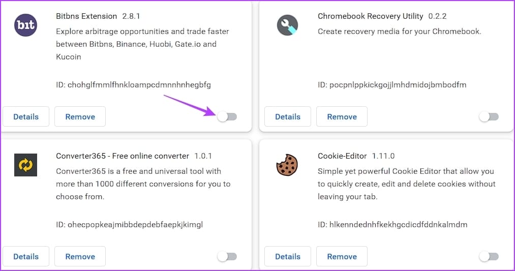 Disable-extensions-2 أفضل 6 طرق لإصلاح خطأ "يبدو أن ردك على اختبار CAPTCHA غير صالح" على Steam في Windows
