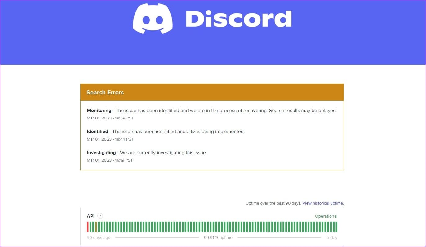 Discord-Server-Status-1 أفضل 7 طرق لإصلاح عدم عمل بحث Discord على Android و iPhone
