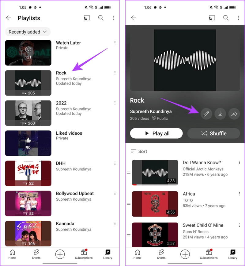Edit-Playlist كيفية إنشاء قائمة تشغيل YouTube خاصة وإخفاؤها على iPhone و Android والويب