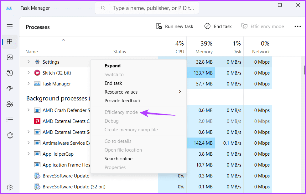 Efficiency-Mode-option-greyed-out تعرف على وضع الكفاءة وكيفية تمكينه في Windows 11