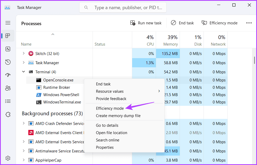 Efficiency-Mode-option-of-process-groups تعرف على وضع الكفاءة وكيفية تمكينه في Windows 11