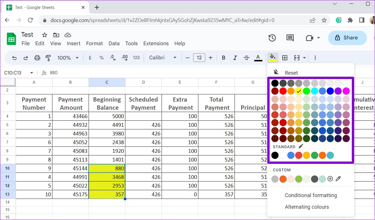 كيفية إبراز وتمييز الخلايا في Google Sheets - %categories