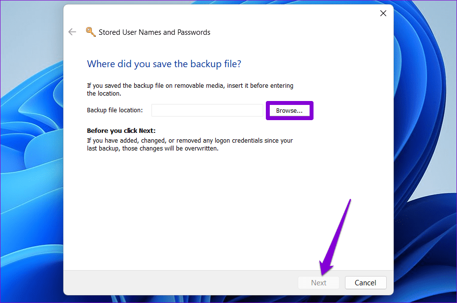 Import-Credentials-on-Windows-Credential-Manager كيفية الوصول إلى إدارة بيانات الاعتماد واستخدامه على Windows 10 و Windows 11