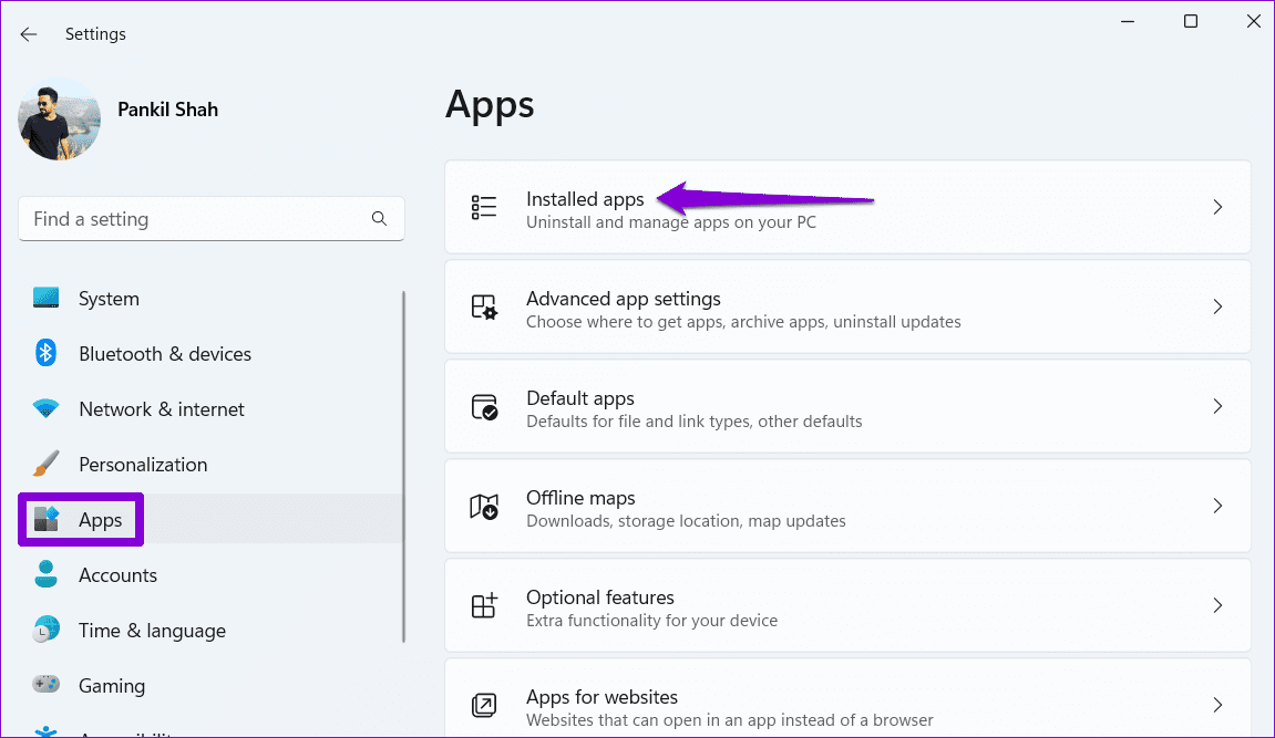 Installed-Apps-on-Windows-11-4 أفضل 5 طرق لإصلاح تسجيل الخروج المستمر لتطبيق WhatsApp سطح المكتب على Windows