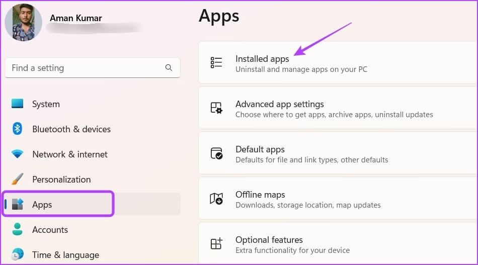 Installed-apps-6-1 أفضل 6 طرق لإصلاح خطأ "عذرًا ، هناك مشكلة في خوادم OneDrive " على Windows 11