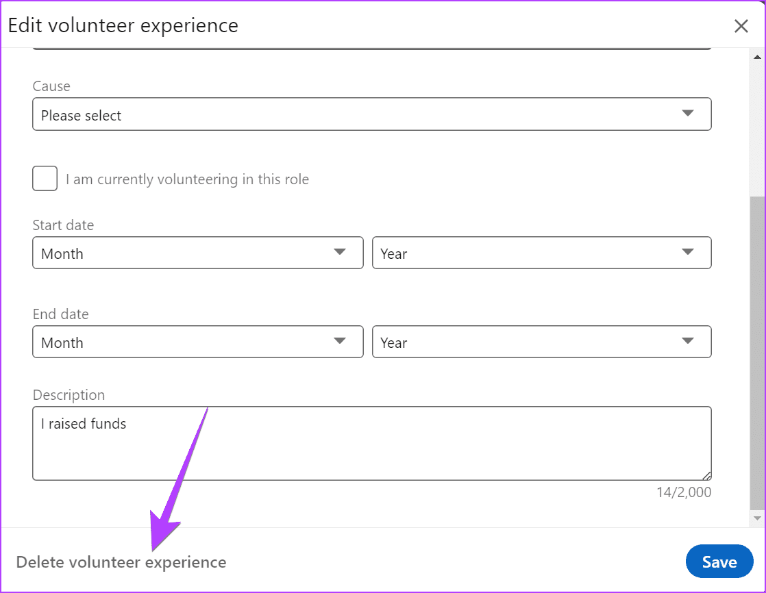 Linked-Volunteer-Experience-Delete كيفية إضافة خبرة التطوع على LinkedIn