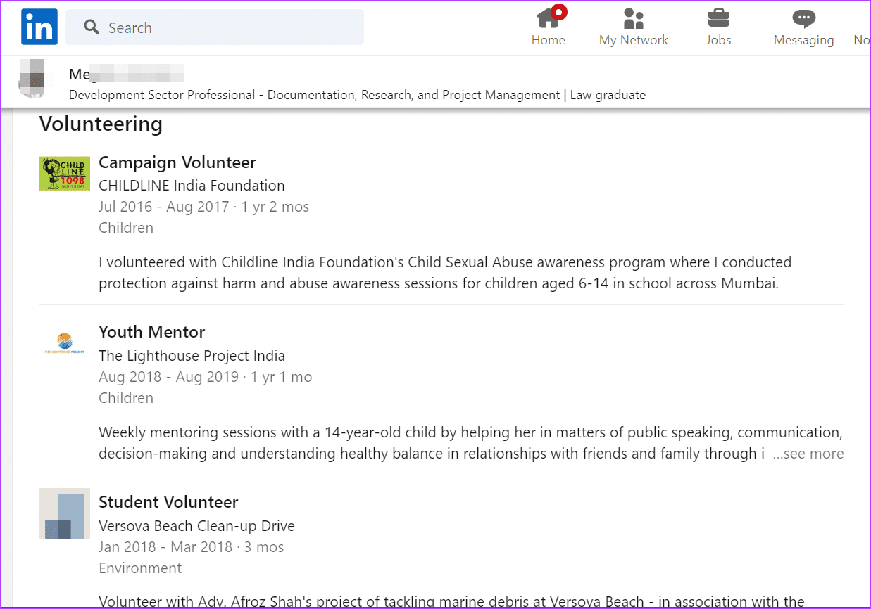 Linked-Volunteer-Experience-Example كيفية إضافة خبرة التطوع على LinkedIn