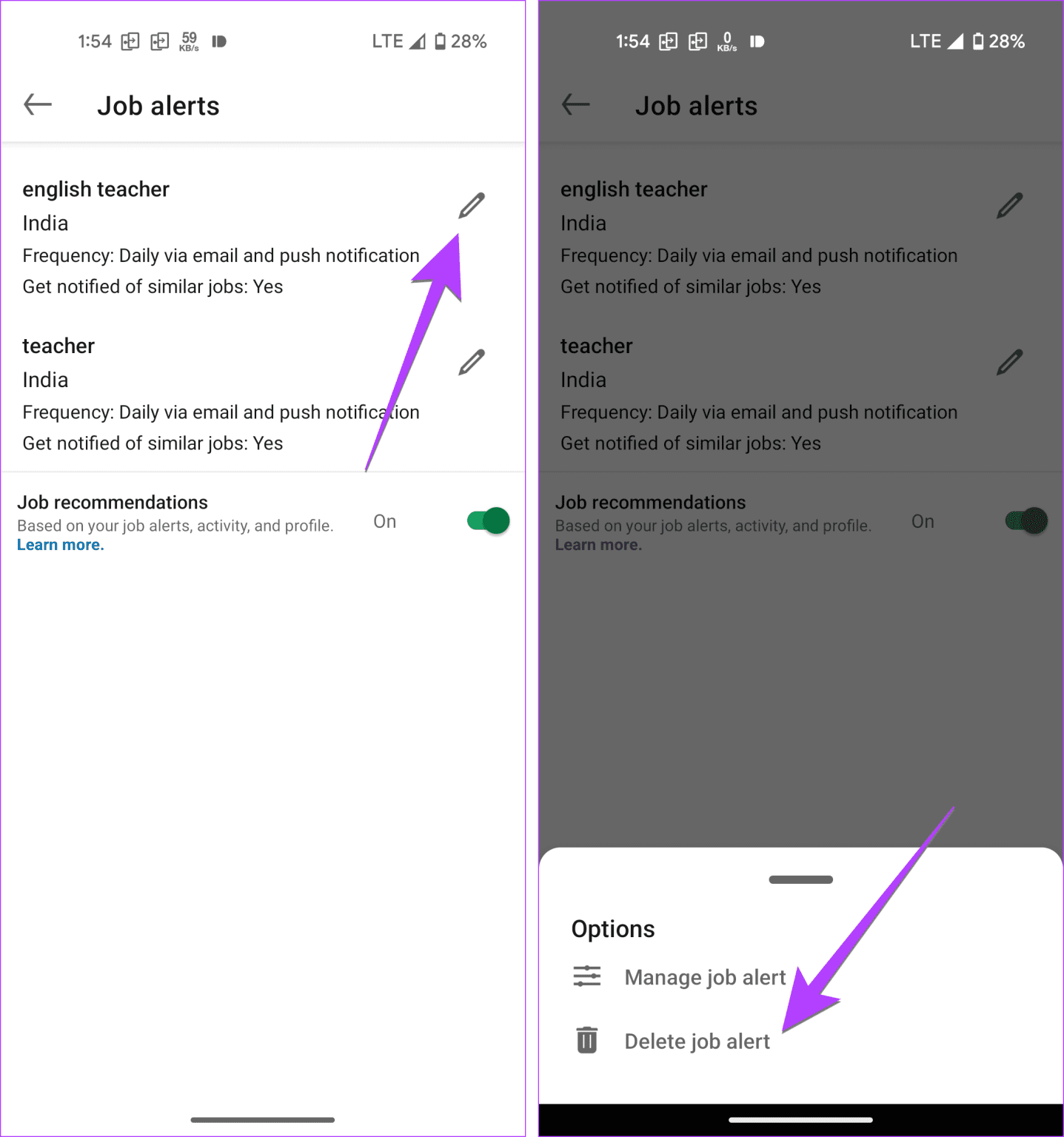 LinkedIn-Mobile-Job-Alert-Delete-1437x1536-1 كيفية إيقاف تشغيل تنبيهات الوظائف على LinkedIn على الهاتف المحمول والكمبيوتر الشخصي
