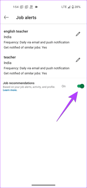 LinkedIn-Mobile-Job-Recommendation-Off كيفية إيقاف تشغيل تنبيهات الوظائف على LinkedIn على الهاتف المحمول والكمبيوتر الشخصي