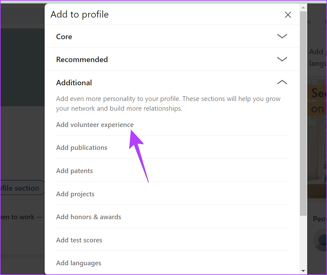 LinkedIn-PC-Add-Section-Volunteer كيفية إضافة خبرة التطوع على LinkedIn