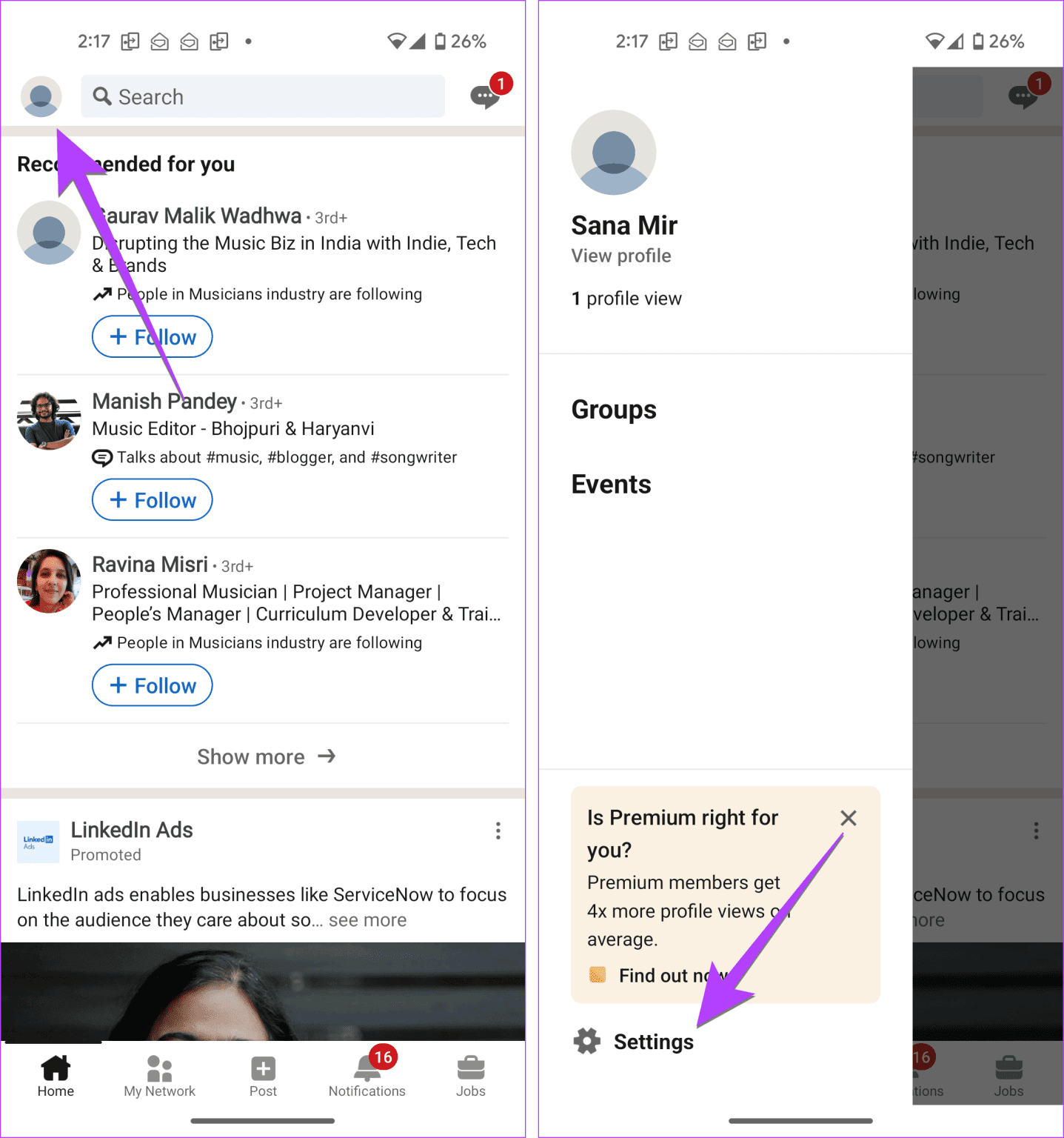 Linkedin-Phone-App-Settings-1437x1536-1 كيفية إيقاف تشغيل تنبيهات الوظائف على LinkedIn على الهاتف المحمول والكمبيوتر الشخصي