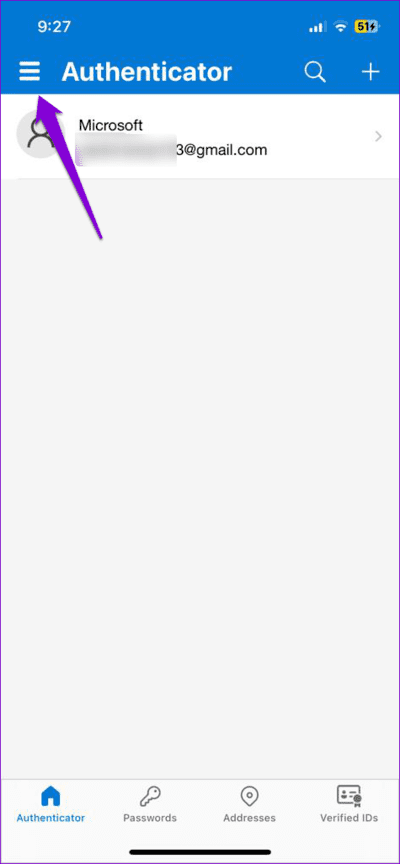 Microsoft-Authenticator-App-Menu-1 كيفية نقل Microsoft Authenticator إلى هاتفك الجديد