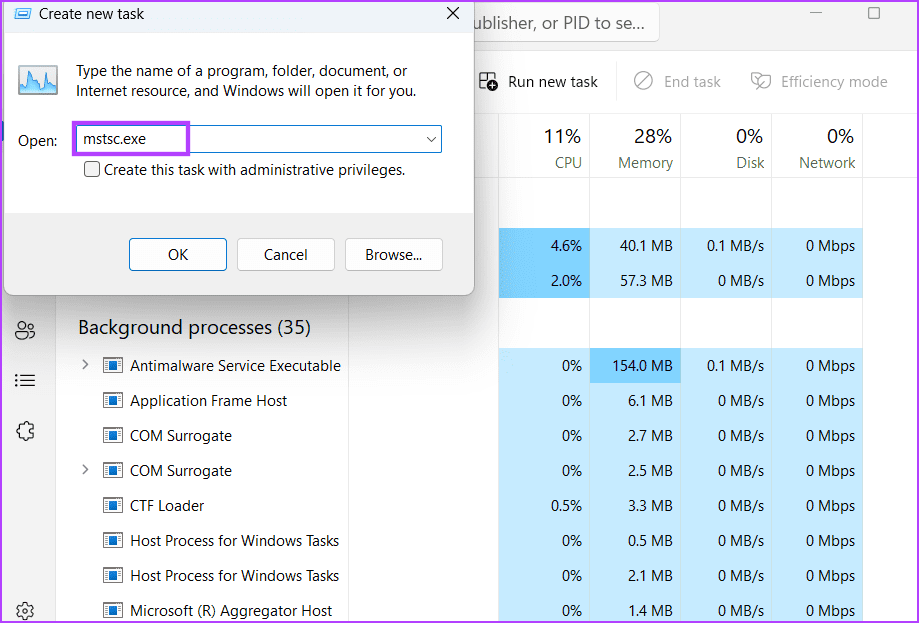 Open-Remote-Desktop-Connection-Tool-Using-Task-Manager-2 8 طرق سريعة لفتح أداة الاتصال بسطح المكتب البعيد في Windows 11