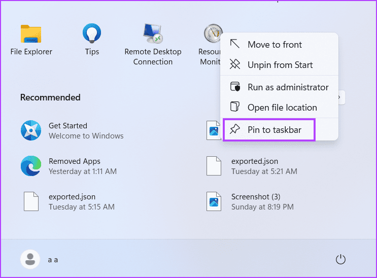 Open-Resource-Monitor-Using-Pinned-Shortcut-2 7 طرق سريعة لفتح مراقب الموارد في Windows 11
