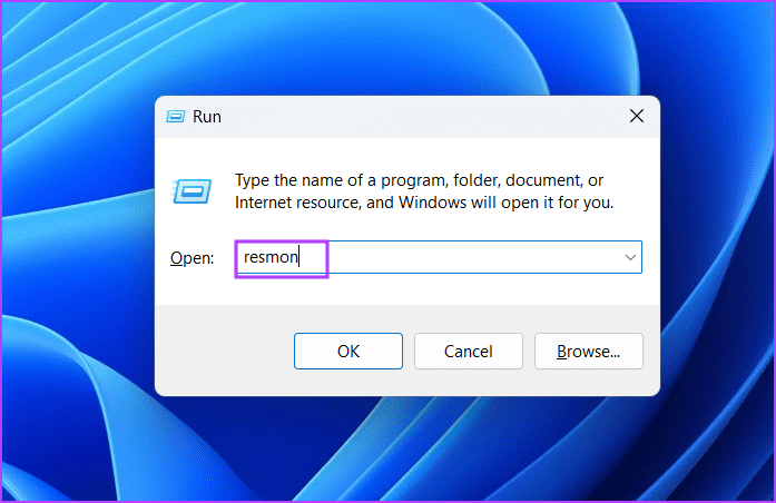 Open-Resource-Monitor-Using-the-Run-Dialog-Box 7 طرق سريعة لفتح مراقب الموارد في Windows 11
